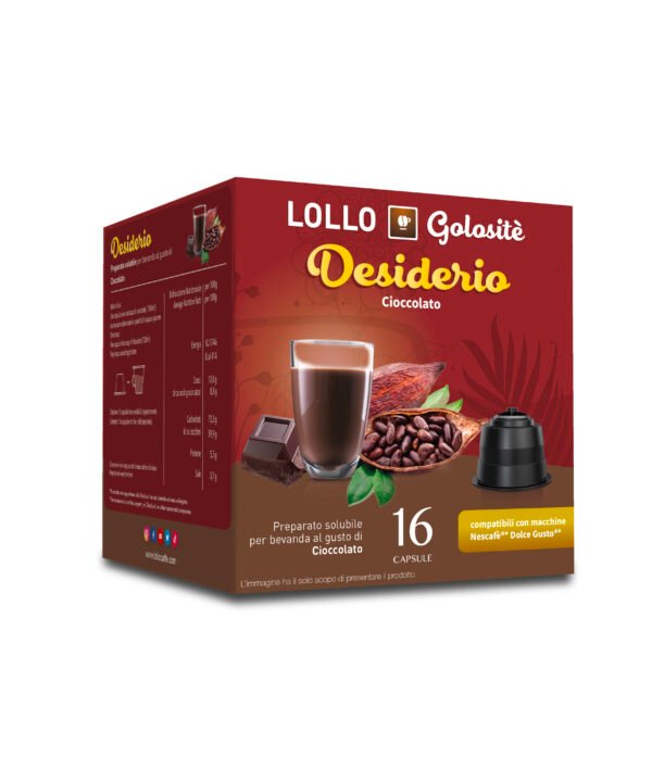 Lollo Golositè - Capsules compatibles Dolce Gusto® - Desiderio - Chocolat - 16 pcs