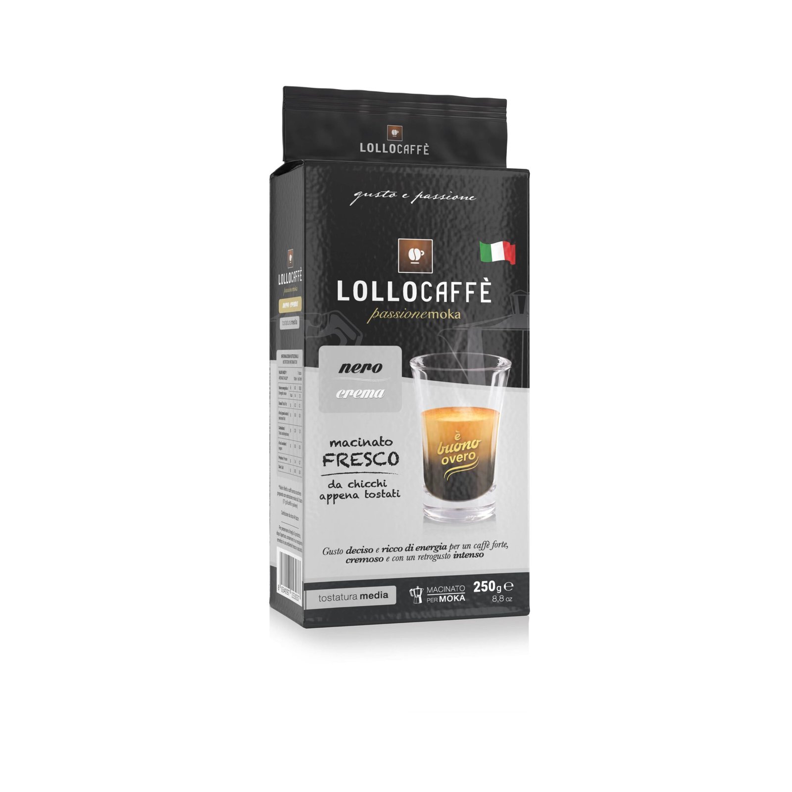 Mockup Macinato Amazon_3-4 nero Lollo Caffè - Café moulu – Nero Crema – 250 gr – Image 1